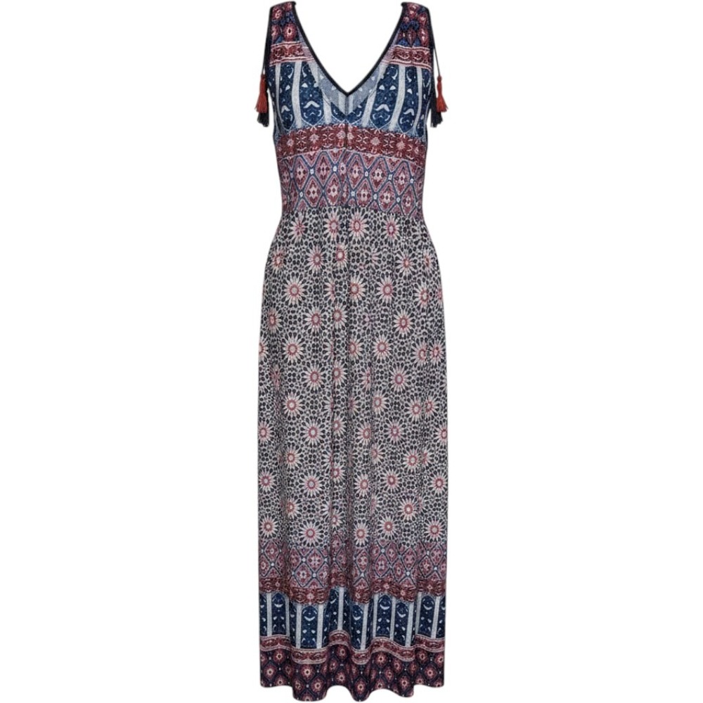 John Paul‎ Richard Versona Maxi Dress XL Blue Red Sleeveless Geometric